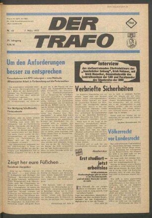 TRO-Betriebszeitung 'Der Trafo'; Nr. 10/1977 (7. März 1977)