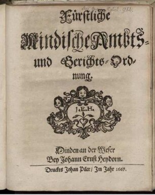 Fürstliche Mindische Ambts- und Gerichts-Ordnung