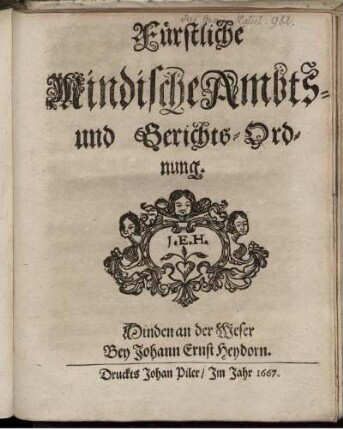 Fürstliche Mindische Ambts- und Gerichts-Ordnung