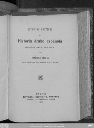 2 [i.e. 3]: Estudios críticos de historia árabe española