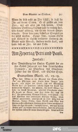 Am Feyertag Petri und Pauli