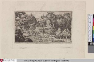 [Die Wassermühle am Fuße des Berges; Le moulin à eau au pied d'une montagne; The Water-Mill at the Foot of the Mountain]