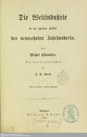 Die Weltindustrie in der zweiten Hälfte des neunzehnten Jahrhunderts