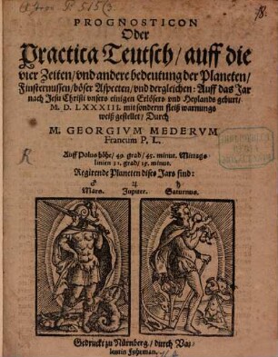 Prognosticon : oder Praktica Teutsch auff das Jar ... 1583