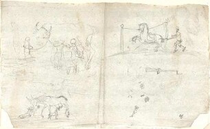 Gärtner, Friedrich von; Frühe Zeichnungen - Pferde u. Kühe (Studien)