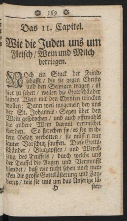Das 11. Capitel. Wie die Juden uns um Fleisch / Wein und Milch betriegen
