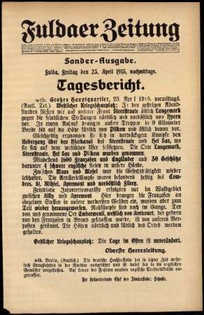 Ausgabe vom Freitag, den 23. April 1915.