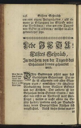 Eilftes Gespräch, In welchem von der Tugend des Gehorsams ferners gehandlet wird.