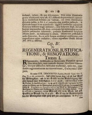 Cap. IV. De Regeneratione, Justificatione, & Renovatione.