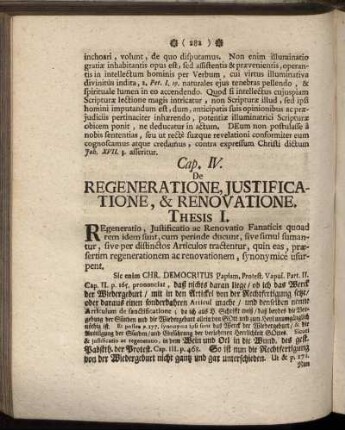 Cap. IV. De Regeneratione, Justificatione, & Renovatione.