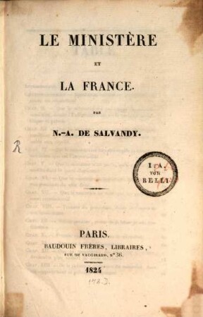 Le ministère et la France