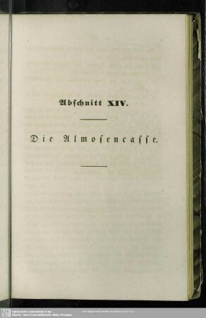 Abschnitt XIV. Die Almosencasse