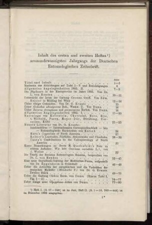 Inhalt des ersten und zweiten Heftes