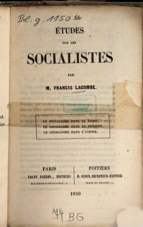 Études sur les socialistes