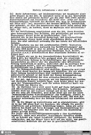 Richtig informieren - aber wie?