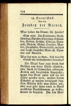 18. Hauptstück. Von den Feinden der Bienen.