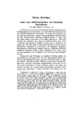 Sechs neue Schülergespräche von Christoph Hegendorfer