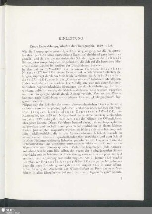 Einleitung : Kurze Entwicklungsgeschichte der Photographie 1839-1939