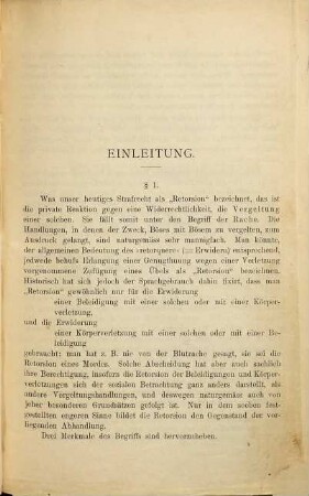 Retorsion und Kompensation von Beleidigungen und Körperverletzungen, Theil 1. Die geschichtliche Entwickelung der Retorsion und Kompensation von Beleidigungen und Körperverletzungen