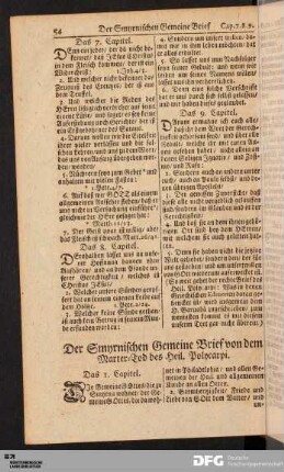 Der Smyrnischen Gemeine Brief von dem Marter-Tpd des Heil. Polycarpi.