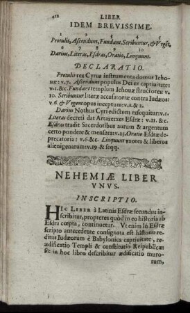 Nehemiæ Liber Unus.