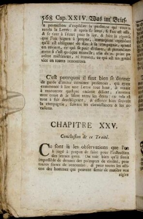 Chapitre XXV. Conclusion de ce Traité = Das XXV. Capitel. Beschluß dieser Abhandlung