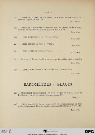 Baromètres – Glaces (Nr. 227-230)