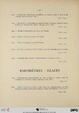 Baromètres – Glaces (Nr. 227-230)