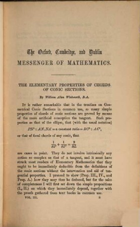 The Oxford, Cambridge and Dublin messenger of mathematics. 3. 1866