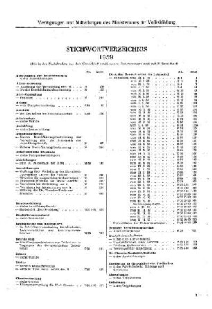 Stichwortverzeichnis 1959
