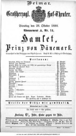 Hamlet, Prinz von Dänemark