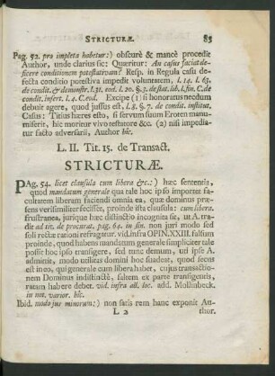 L. II. Tit. 15. de Transact. Stricturae.