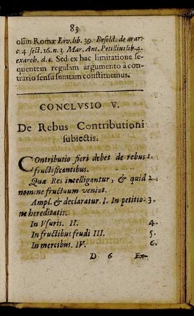 Conclusio V. De Rebus Contributioni subiectis.