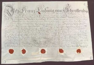 Instrumentum nobilitatis des für Franz Ludwig von Schottenberg.