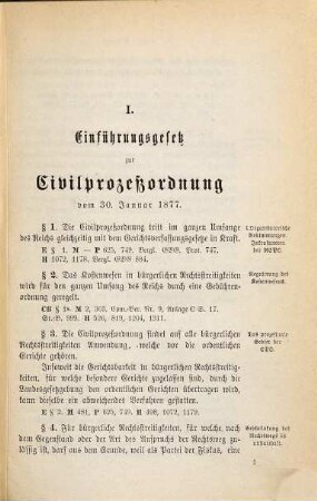 Civilprozeßordnung und Einführungsgesetz zur Civilprozeßordnung vom 30. Januar 1877 : Bandtitelausgabe mit vollständigem Quellen- und Sachregister