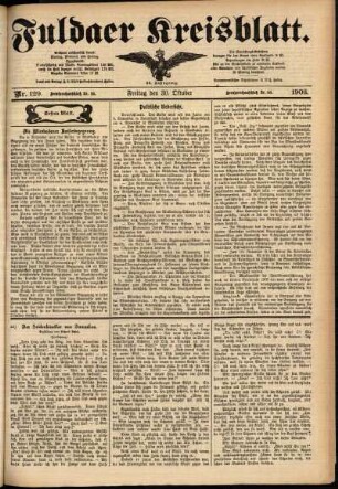 Erste Ausgabe vom Freitag, den 30. Oktober 1903.