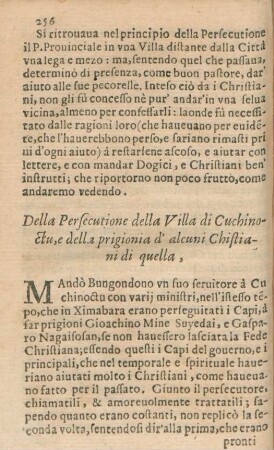 Della Persecutione della Villa di Cuchinoctu, della prigionia d'alcuni Chistiani di quella