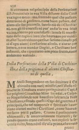 Della Persecutione della Villa di Cuchinoctu, della prigionia d'alcuni Chistiani di quella