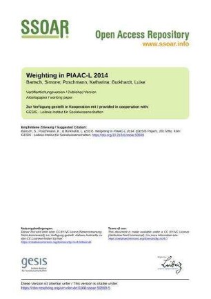 Weighting in PIAAC-L 2014