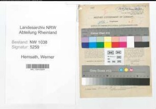 Entnazifizierung Werner Hemsath , geb. 12.09.1909 (Beamter)