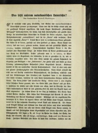 Was fehlt unserem naturkundlichen Unterrichte?