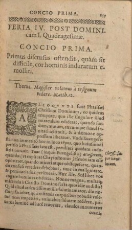 Feria IV. Post Dominicam I. Quadragesimae. Concio Prima. [- Concio Qvinta.]