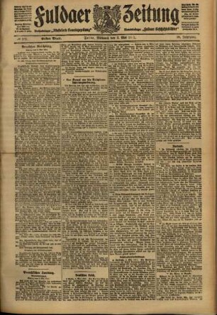 Erste Ausgabe vom Mittwoch, den 03. Mai 1911.