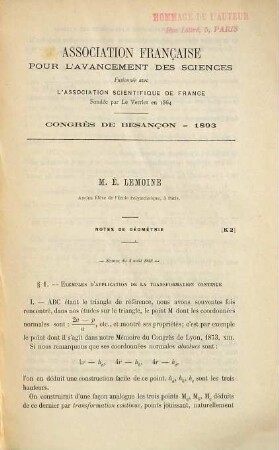 (Opuscules géométriques), [36]. Notes de géométrie