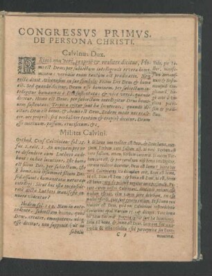 Congressus Primus. De Persona Christi.