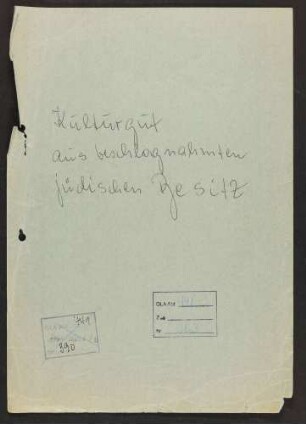 Kulturgut aus beschlagnahmtem jüdischen Vermögen