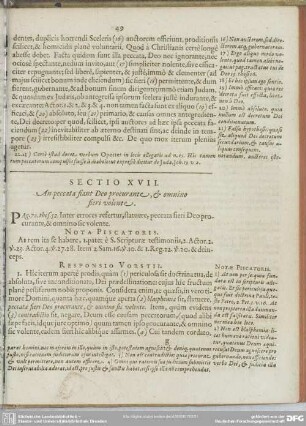 Sectio XVII. An peccata fiant Deo procurante, & omnino fieri volente