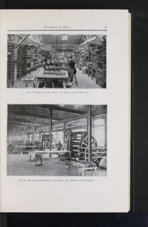 Abb. 27 Ballmalerei. (Aus Grafe, "Die Pflanzen und der Mensch") Abb. 28 Kautschuk-Streichwalzwerk. (Aus Grafe, "Die Pflanzen und der Mensch")