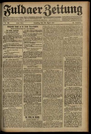 Erste Ausgabe vom Samstag, den 28. April 1917.
