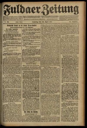Erste Ausgabe vom Samstag, den 28. April 1917.